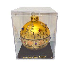 Unique Treasures Christmas Ornament Glass Ball Gold Limited Collection Box